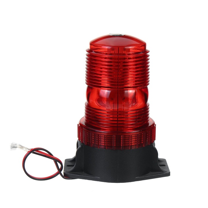 Lumina de avertizare stroboscopica rotativa K0323-0806-CJ2621, 12-24V, 30 x SMD 5730 LED, 15W, carcasa ABS, rosu