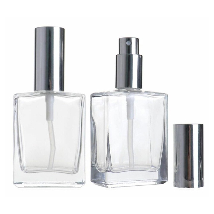 Recipient pulverizator pentru parfum reincarcabil din sticla k0367-0714-emag-HS61986, 30 ml, transparent/argintiu