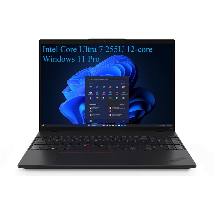 Laptop Lenovo ThinkPad L16 Gen 2 (Intel), 16" WUXGA (1920x1200) IPS 400nits, Intel Core Ultra 7 255U 12-core, 48 GB DDR5, 2TB SSD m2 PCIe, Intel Graphics, Windows 11 Pro, 1.79 kg Black
