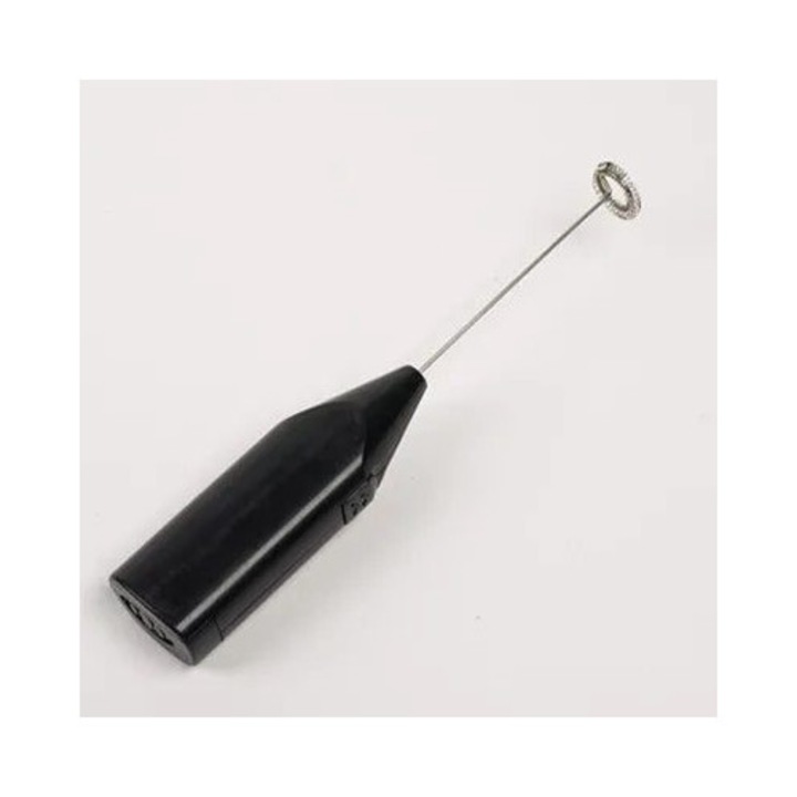 Преносим мини блендер за мляко K0323-0806-CJ3874, захранване 2x AA, ABS корпус с неръждаема стомана, черен, 20 см