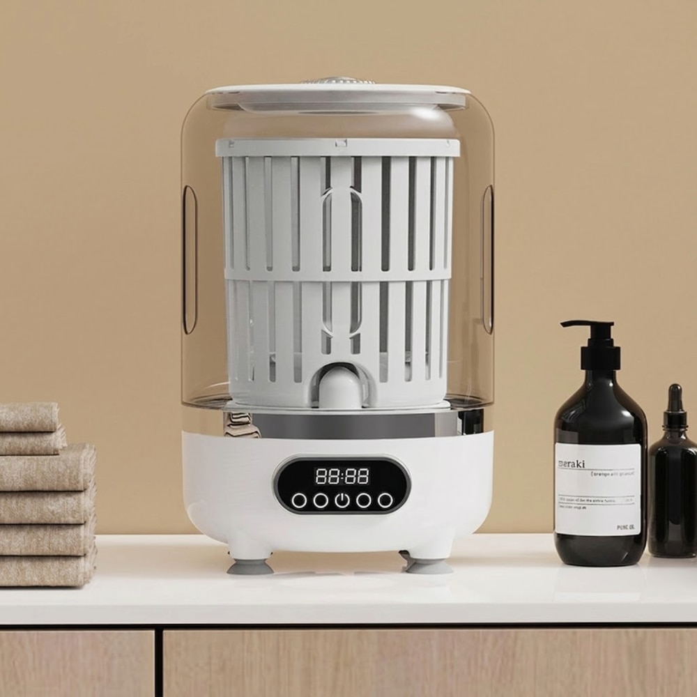 Mini Masina de Spalat Portabila NOVATINO®, Capacitate 3L, Turbina Bidirectionala Puternica, Display LED Digital, Ideala pentru Spalare Rapida si Eficienta, Economie de Apa si Energie, Ideala pentru Lenjerie Intima sau Haine Bebelusi, Compacta