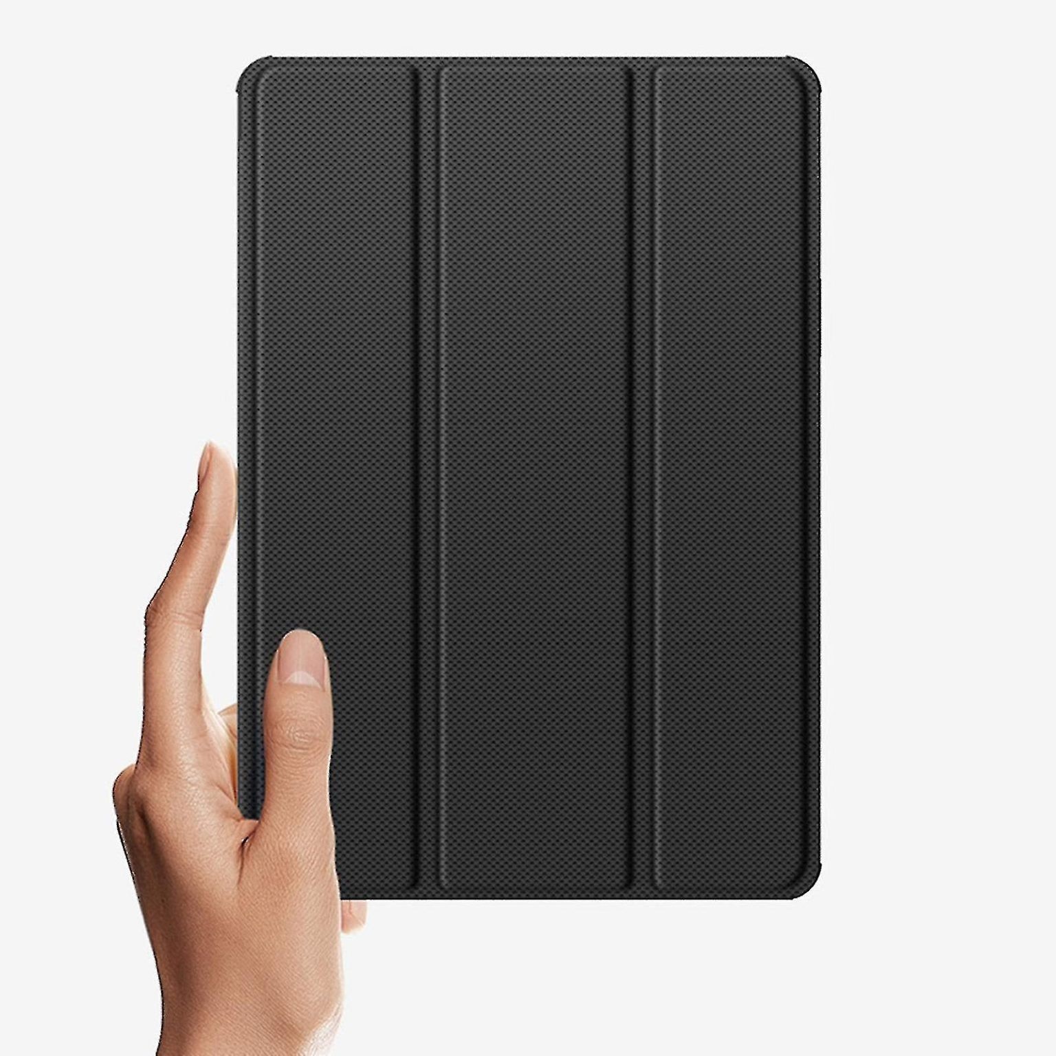 Husa tableta pentru S8/S8 Plus/S8 Ultra, spate transparent, suport trifold cu pen holder, inchidere magnetica, TPU+PU, negru