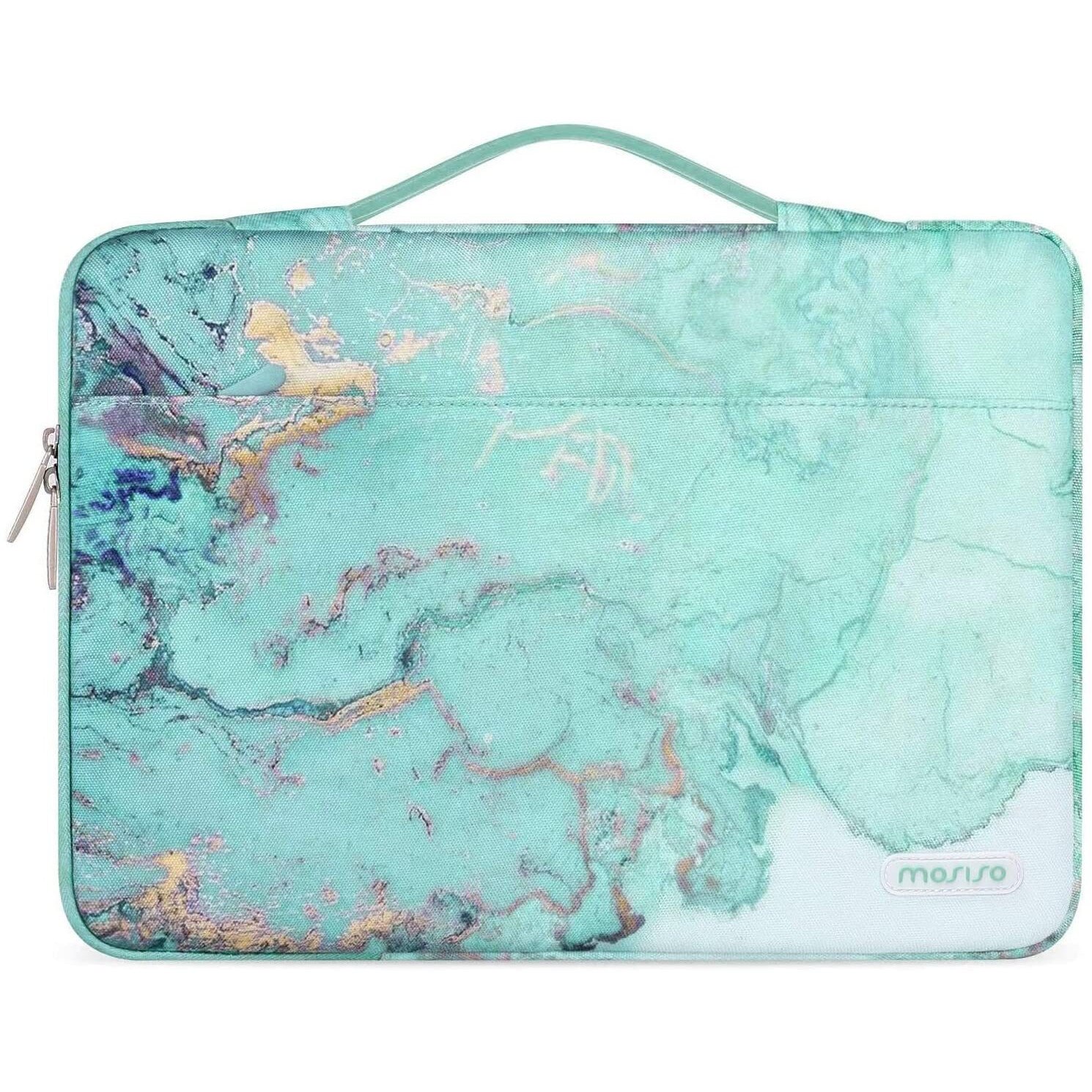 Husa pentru laptop din poliester cu model marble, rezistenta la apa si la socuri, cu maner, roz, pentru 13–16 inch, K0323-0806-CJ5321