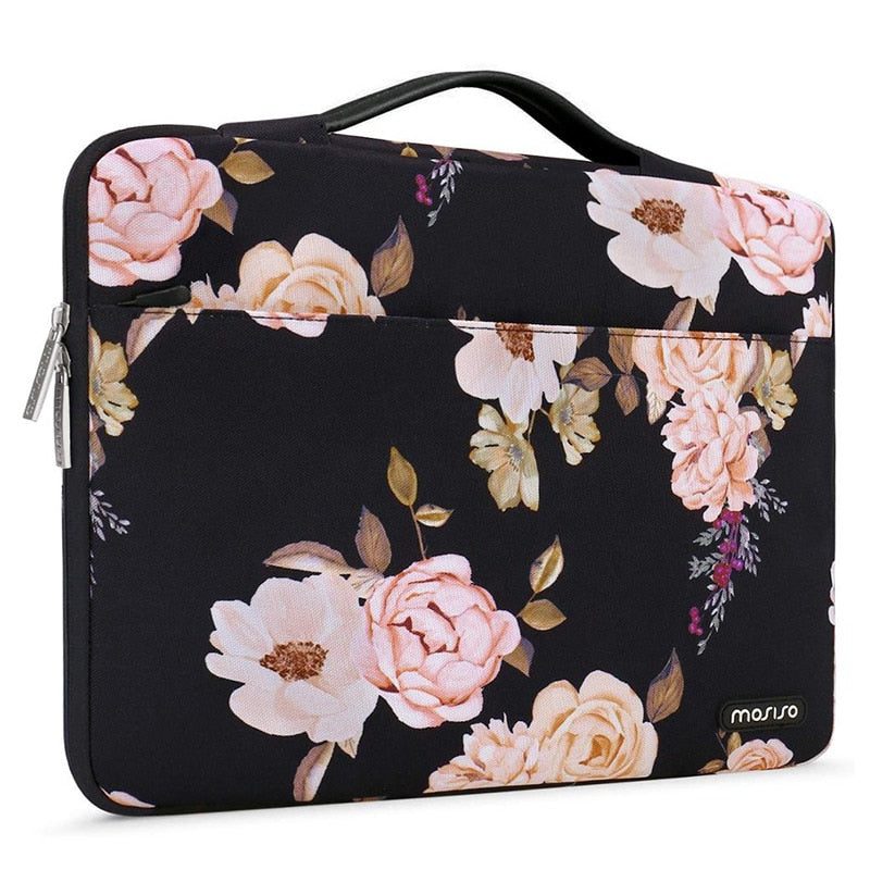 Husa pentru laptop din poliester cu model marble, rezistenta la apa si la socuri, cu maner, roz, pentru 13–16 inch, K0323-0806-CJ5321