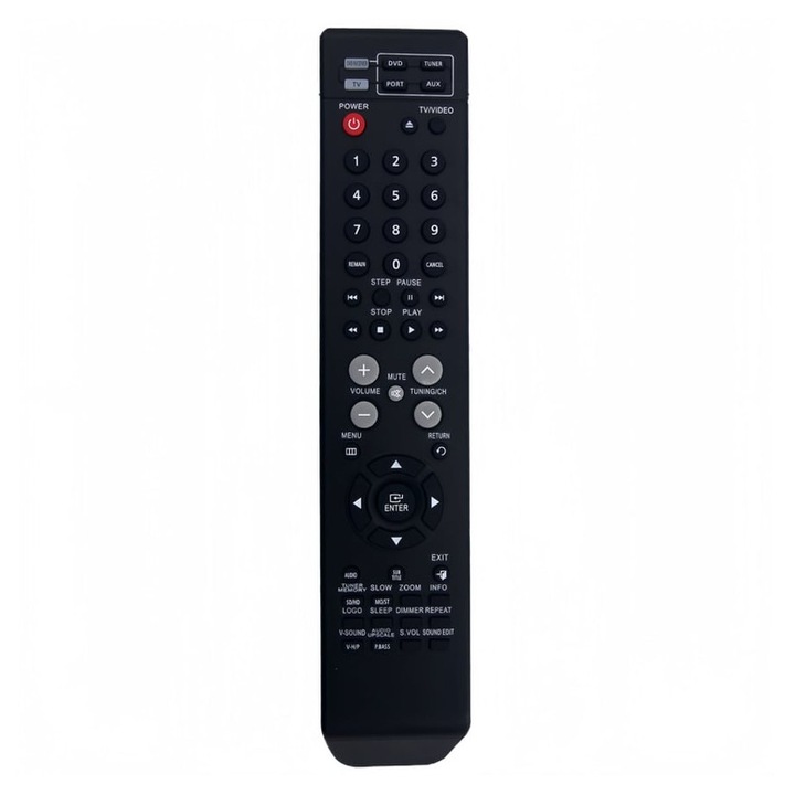 Telecomanda inlocuitoare pentru sistem home cinema, compatibila Samsung AH59-01907K, model emag01-WT2044, butoane rezistente la apa, negru