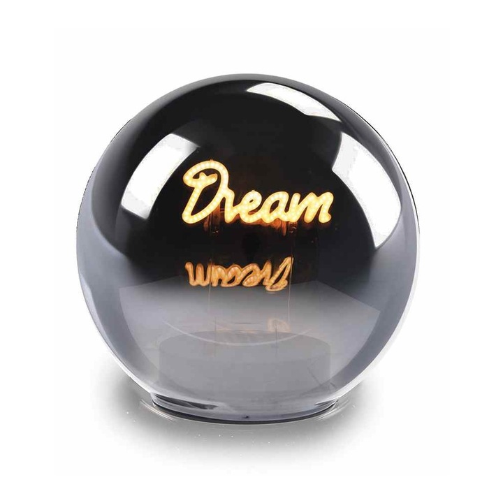 Sfera decorativa sticla gri cu led Dream Ø 12 cm x 10,5 H