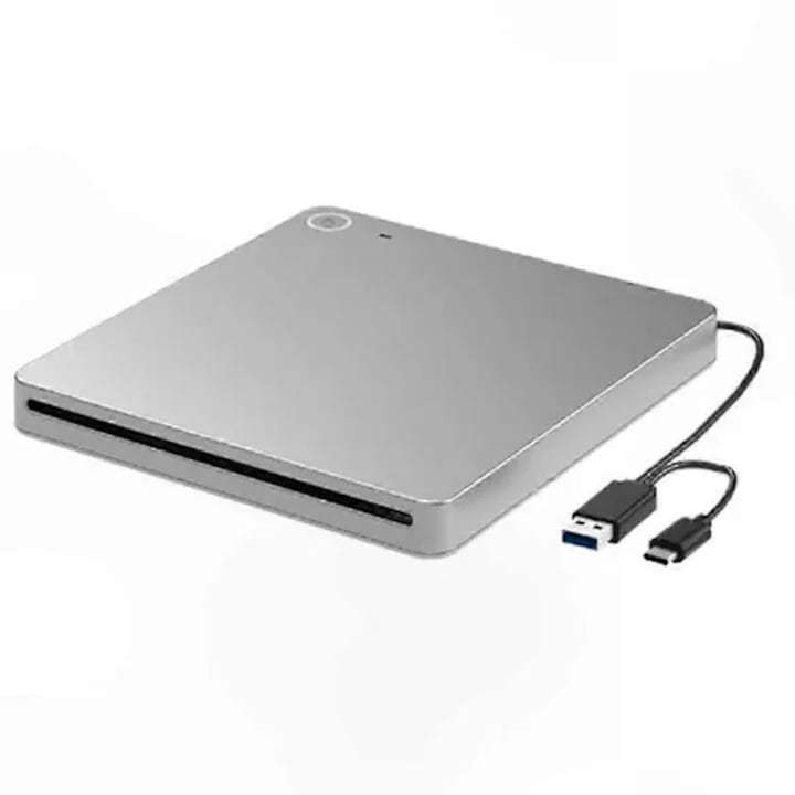 Външно Blu-ray и DVD оптично устройство FRU-CJK0424-260710-1559, USB 3.0 + USB-C, слот-зареждане, тънко, метално, поддържа 3D Blu-ray, plug-and-play, сребристо