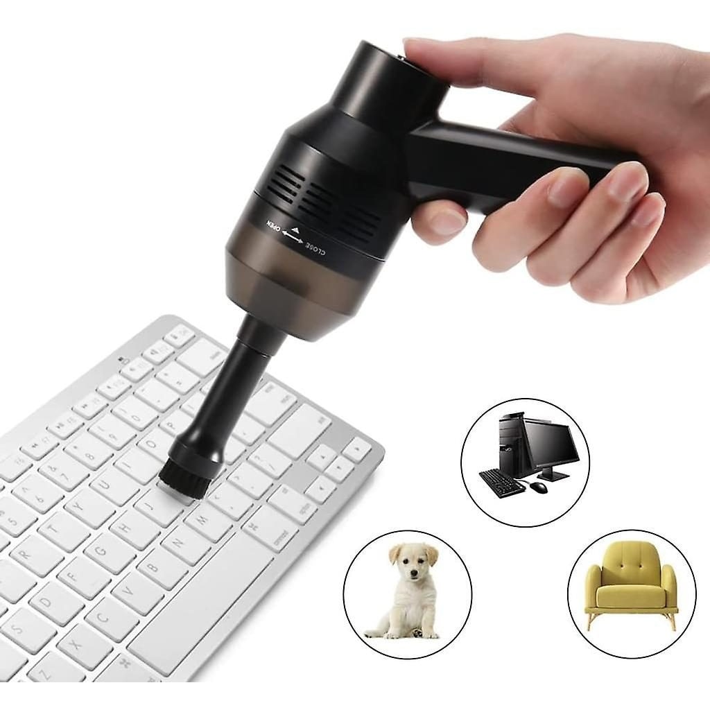 Mini aspirator pentru tastatura portabil K0403-emagCJ-20423, USB DC 5V 8W, ABS, negru, cu duze si perie, 162 g