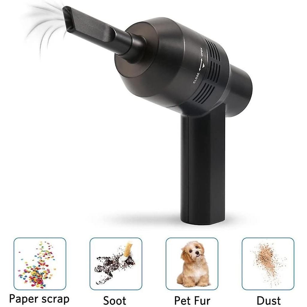 Mini aspirator pentru tastatura portabil K0403-emagCJ-20423, USB DC 5V 8W, ABS, negru, cu duze si perie, 162 g