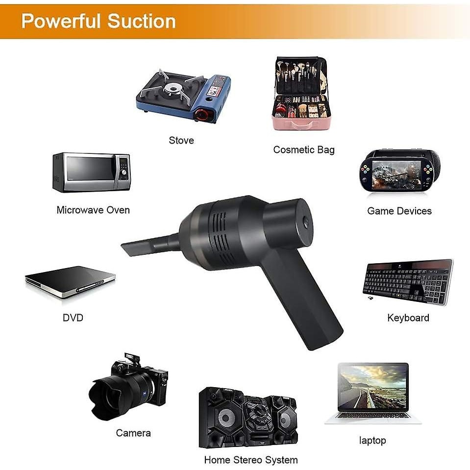 Mini aspirator pentru tastatura portabil K0403-emagCJ-20423, USB DC 5V 8W, ABS, negru, cu duze si perie, 162 g