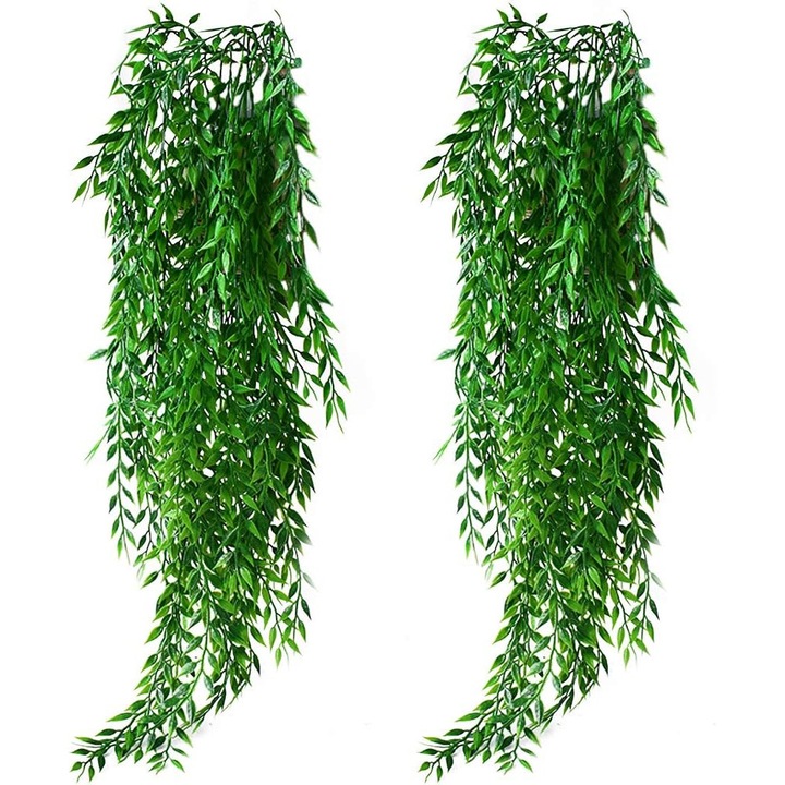 Carmdering EMAG-FG-LYM-6884 műjégvirág füzér, 95 cm, 5 ág, műanyag levelek rugalmas dróton, sötétzöld/világoszöld
