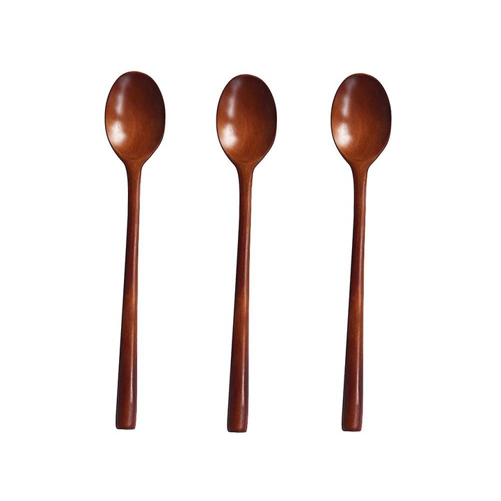 Linguri din lemn pentru servire, set 3 buc., maro inchis, 23.5 x 4 x 1 cm