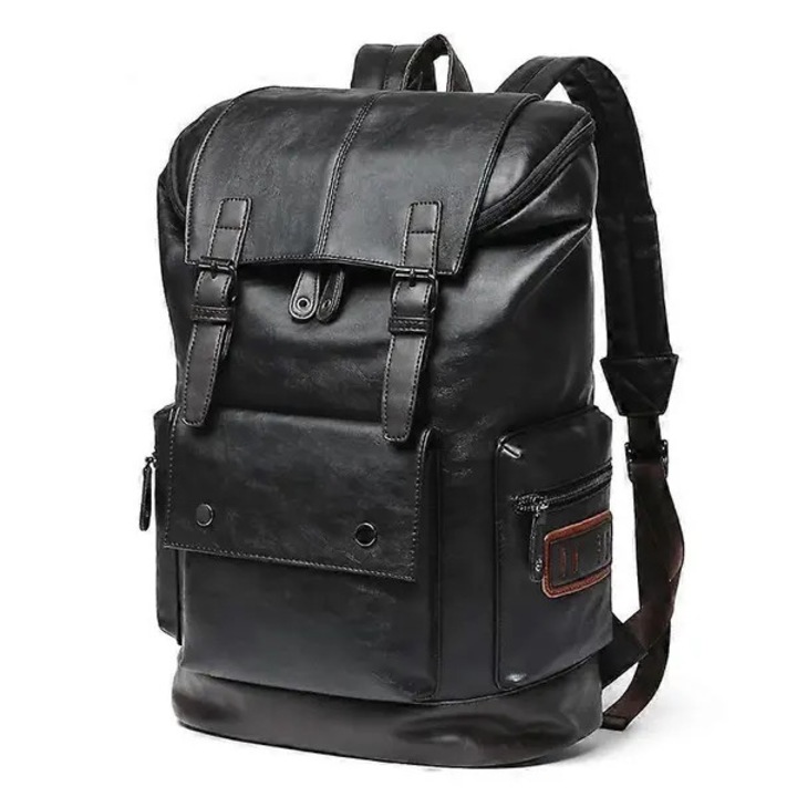 Rucsac de calatorie din piele ecologica (PU) pentru laptop 15 inch, antifurt, capacitate mare, cu clapeta si buzunare laterale, 47 x 30 x 17 cm, model IZO-CJ-K0502-2026-0721-5673
