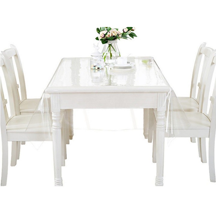 K0323-0724-CJ14500 PVC védő asztalterítő, víz- és olajálló, átlátszó, 140 x 60 cm, 0.25 mm vastagság