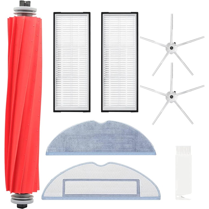 Set accesorii YANYXR BCS3231201 compatibil cu Xiaomi Roborock S7/S7+/S7 MaxV/T7s, perie principala din silicon, 2 peri laterale, 2 filtre HEPA, 2 lavete, unealta, Multicolor