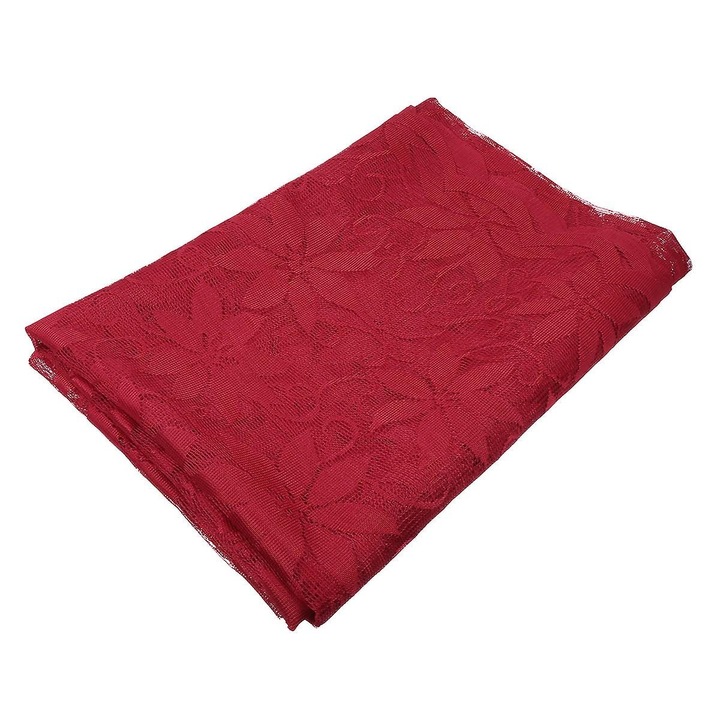 Csipketerítő K0473-0717-TMCJ-3342, poliészter, hímzett csipke, piros, 213 x 152 x 0.2 cm