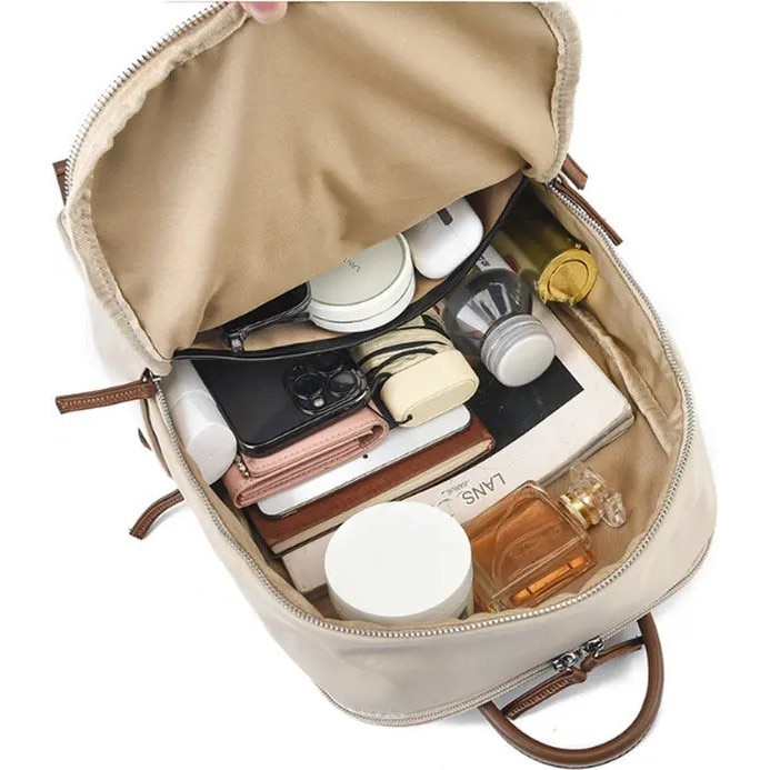 Rucsac dama din material Oxford rezistent la apa, compartiment pentru laptop, buzunare multiple si curele reglabile, roz, 30 x 16 x 41 cm