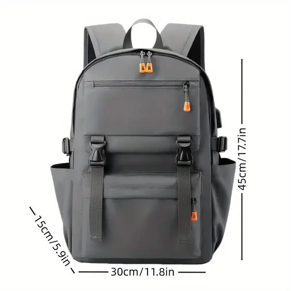 Rucsac business din Oxford cu compartiment pentru laptop, capacitate mare, curele reglabile, compatibil cu troler, gri