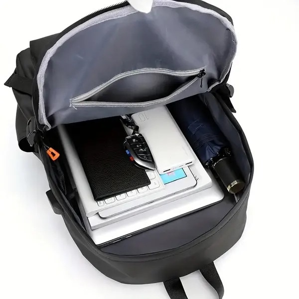 Rucsac business din Oxford cu compartiment pentru laptop, capacitate mare, curele reglabile, compatibil cu troler, gri