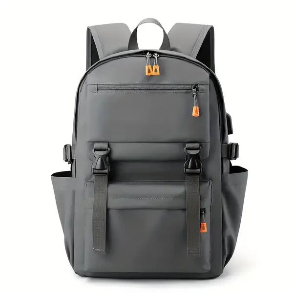 Rucsac business din Oxford cu compartiment pentru laptop, capacitate mare, curele reglabile, compatibil cu troler, gri