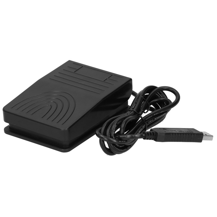 K0323-0720-CJ9929 programozható USB pedál, lábkapcsoló számítógéphez, Windows/Linux/macOS kompatibilis, ABS, fekete, 10 x 7.2 x 3.2 cm
