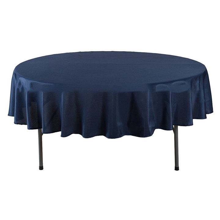 Kerek vízálló poliészter asztalterítő, folt- és fröccsenésálló, sötétkék, 152 cm