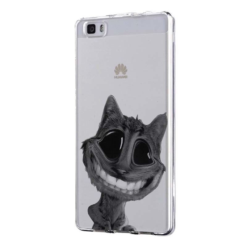 Husa Silicon, Transparent, Ultra Slim 0.3MM, Crazy Cat, Huawei P8 LITE