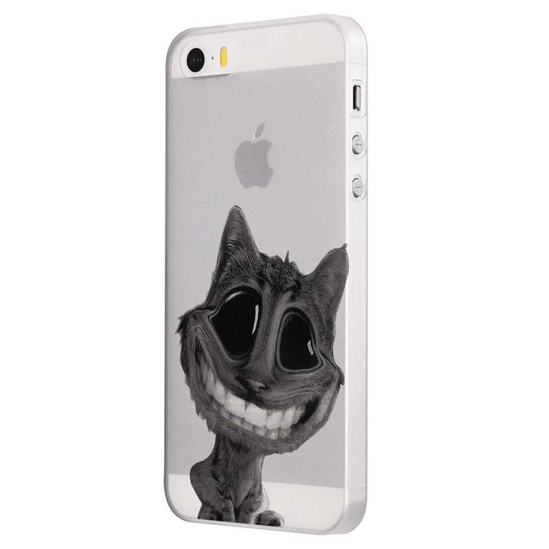 Husa Silicon, Transparent, 0.5MM, Crazy Cat, Apple iPhone 5/5S/SE