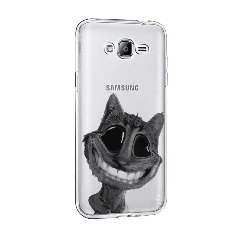 Husa Silicon, Transparent, 0.5MM, Crazy Cat, Samsung Galaxy J3 2016