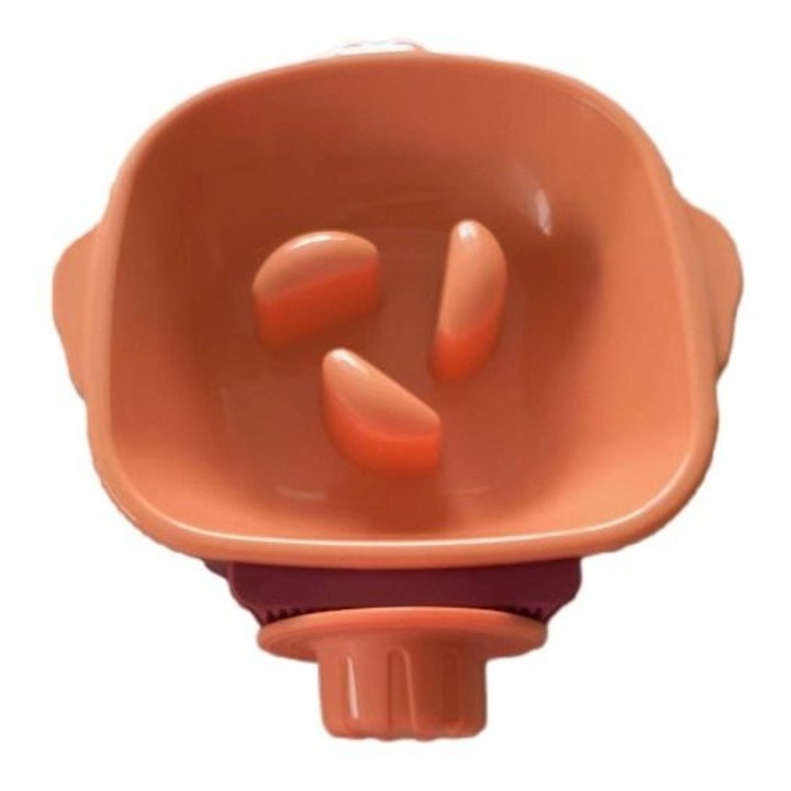 Bol suspendat pentru hrana lenta pet, din PP, sistem slow feeder cu separatoare anti-inghitire, portocaliu, model K0369-0715-EMAG-WG136575