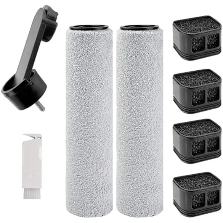 Set accesorii de schimb pentru aspirator Xiaomi Truclean W30 Pro E303HW, 1 suport perie rotativa reutilizabil, 2 role perie lavabile, 4 filtre inalte performante, negru/alb, cod K0569-260806-596-AMC
