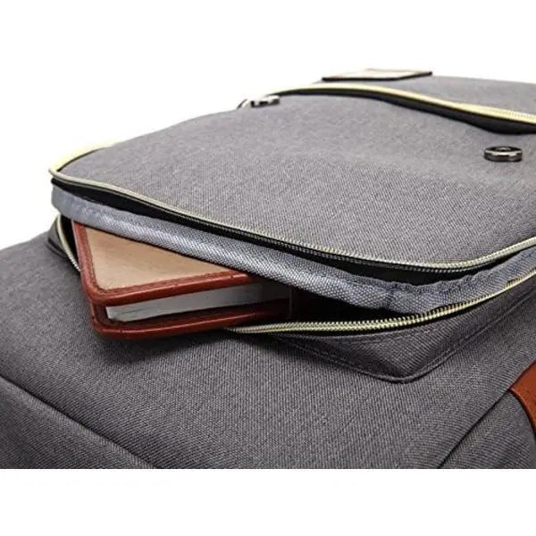 Rucsac din panza vintage, compartiment pentru laptop 15,6", bretele captusite reglabile, buzunare laterale, curele aspect piele, model IZO-CJ-K0502-2026-0721-497, verde menta