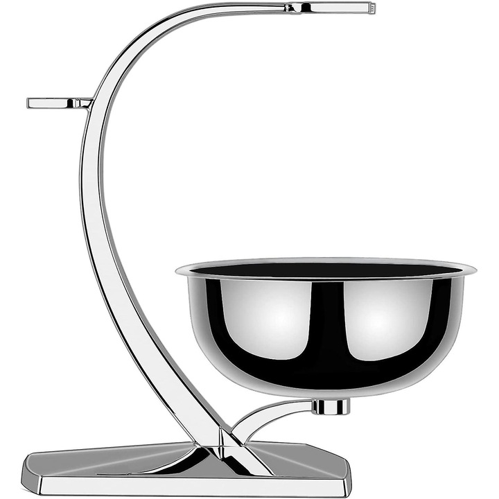 Stand pentru barbierit K0403-emagCJ-43810, suport magnetic pentru bol si perie, inox anti-rugina, argintiu, bol O 9.5 cm