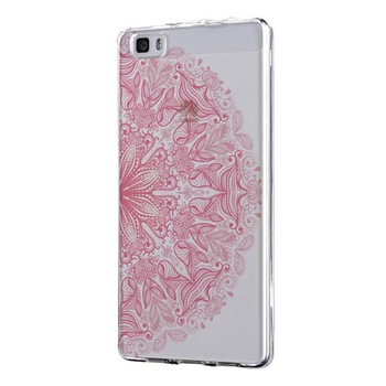 Husa Silicon, Transparent, Ultra Slim 0.3MM, Lace Pink, Huawei P8 LITE Husa Silicon, Transparent, Ultra Slim 0.3MM, Lace Pink, Huawei P8 LITE