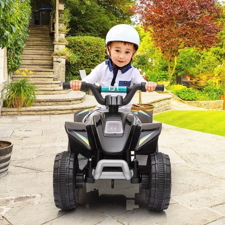 Електрическо ATV за деца K0323-0720-CJ22324, акумулаторна батерия 6V, MP3/USB/SD, скорост 2.8–4.6 км/ч, черно, 72 x 40 x 45.5 см
