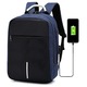 Rucsac laptop din poliester, anti-furt, cu port USB extern, capacitate mare, negru/albastru