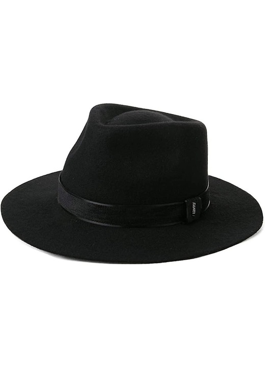 Palarie fedora din lana 100% unisex, stil Gatsby/derby cu panglica, negru, M (55–58 cm)