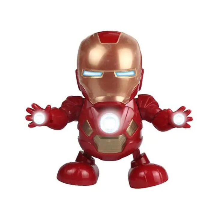 Играчка робот танцьор K0438-cj260819-2815, със светлини, 3 мелодии, функция за танц и движение, батерии 3xAA, червен/златист, 22 x 16 x 14 см