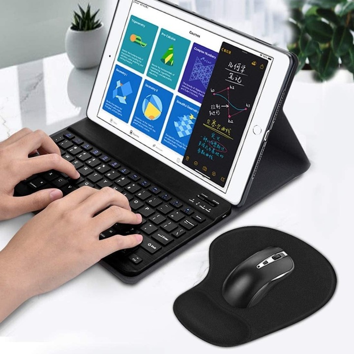 Mouse pad cu suport pentru incheietura GMP40 k0441-0714-QHeamg156969, perna din gel ergonomic, baza antialunecare, suprafata neteda, negru, 23 x 18 x 2 cm