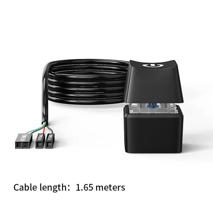Külső bekapcsológomb PC alaplaphoz KG-01, K0323-0806-CJ10845, 1.65 m kábel, fekete