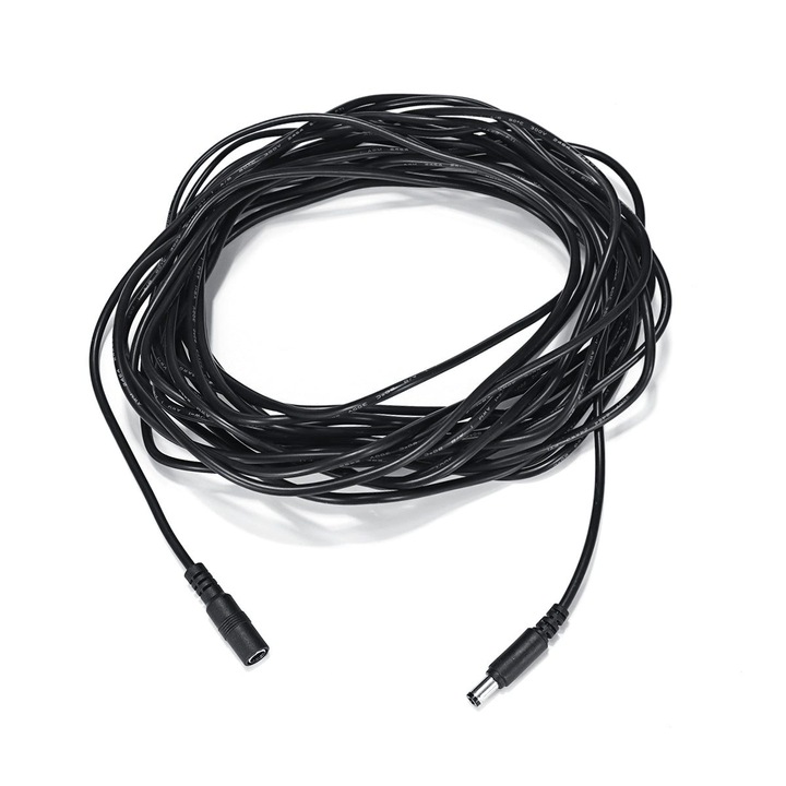 DC tápkábel hosszabbító K0323-0806-CJ11273, 5.5x2.1 mm, 12V, 24 AWG (0,2 mm²) vezető, fekete, 10 m