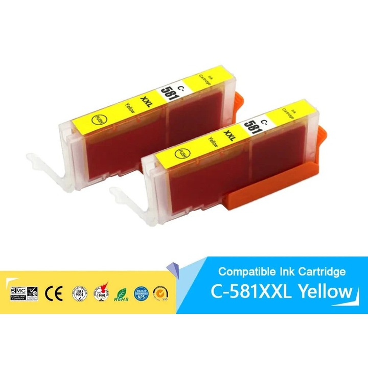 Kompatibilis Canon PGI-580XXL/CLI-581XXL tintapatron chippel, sárga, K0323-0806-CJ12014