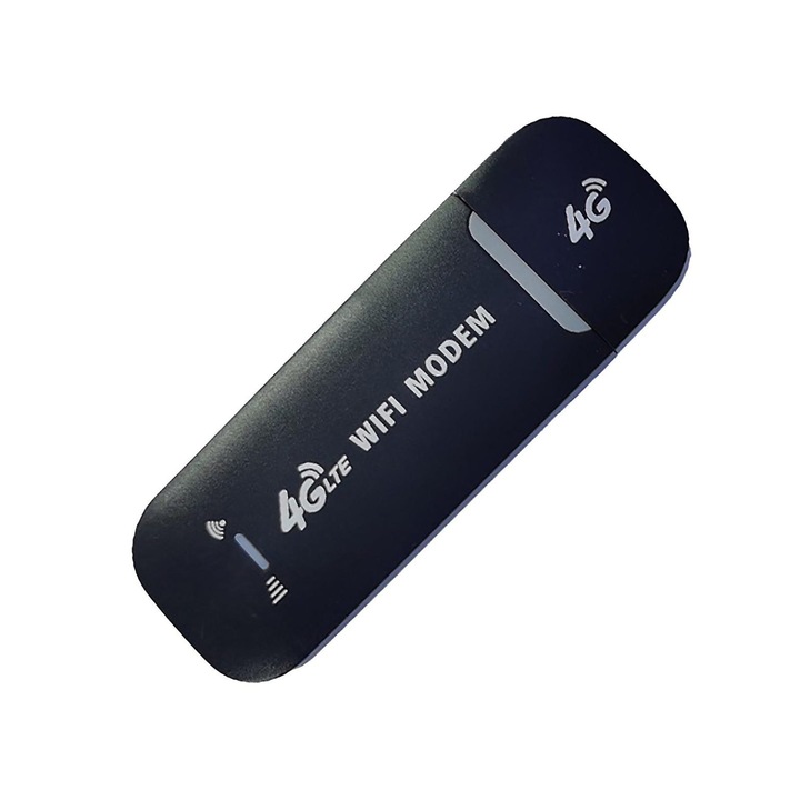 Modem USB 4G LTE k0441-0717-QHeamg189963, hordozható Wi-Fi router 2.4 GHz 150 Mbps, microSD támogatás 32GB-ig, akár 10 felhasználó, fekete