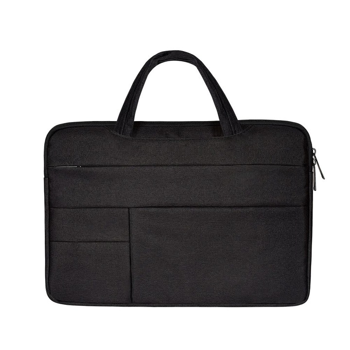 Husa pentru laptop din poliester cu manere, rezistenta la apa, captuseala cu absorbtie a socurilor, K0460-emagCJ-15662, negru, 15.6"