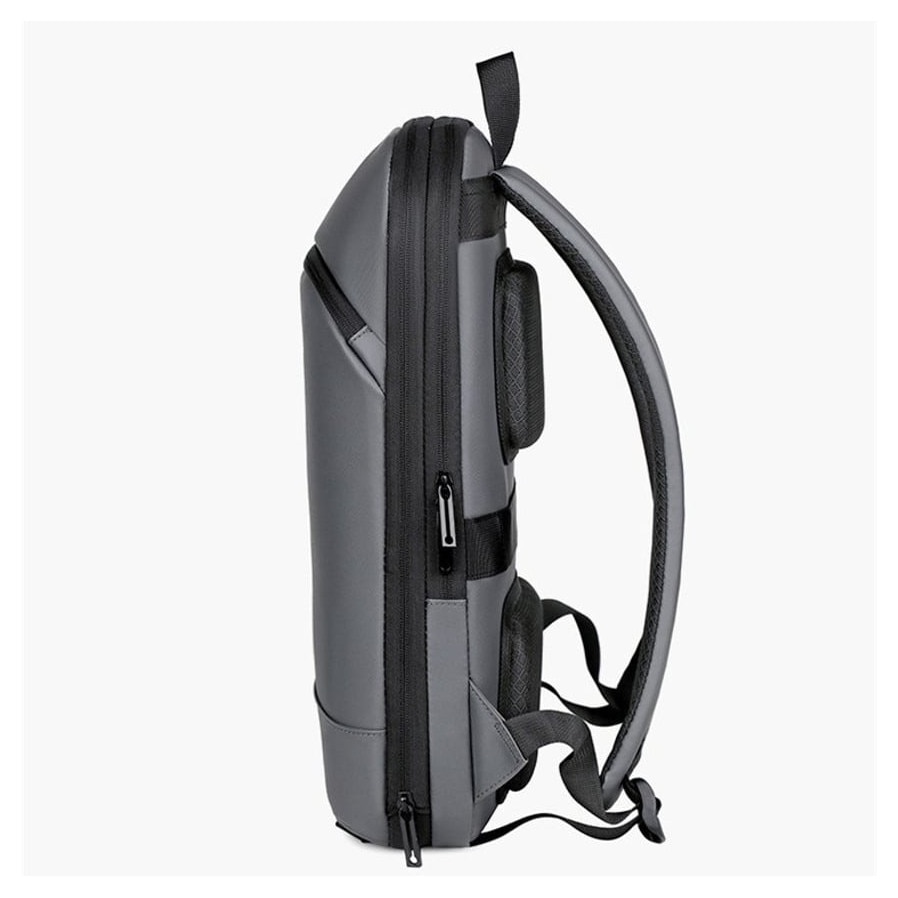 Rucsac laptop din piele sintetica extensibil, rezistent la apa, port USB extern, buzunar anti-furt, compartiment captusit emag01-WT10476, gri, 30 x 45 x 7–15 cm