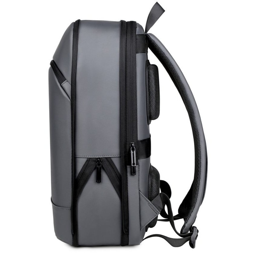 Rucsac laptop din piele sintetica extensibil, rezistent la apa, port USB extern, buzunar anti-furt, compartiment captusit emag01-WT10476, gri, 30 x 45 x 7–15 cm