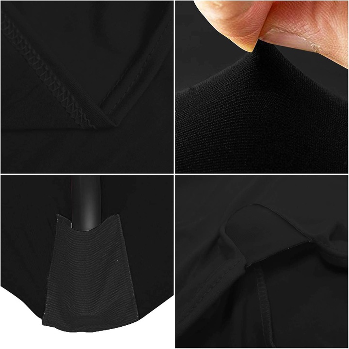 Rugalmas asztalhuzat téglalap alakú asztalhoz K0312-0711-TD5574, 90% poliészter/10% spandex, 200 gsm, 122 x 61 x 76 cm-es asztalhoz alkalmas, fekete