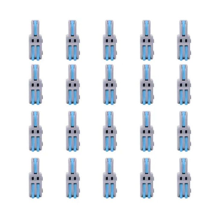 Conector terminal rapid SPLF12A, tip T 1-in-2 push, 250V 32A, 0.08–2.5mm², PC/cupri, gri/albastru, set 20 buc