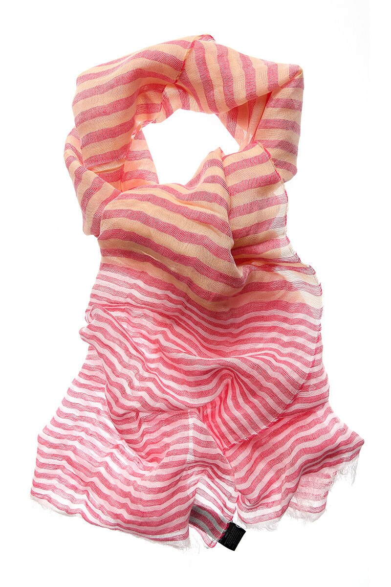 Esarfa roz cu model in dungi, Emporio Armani