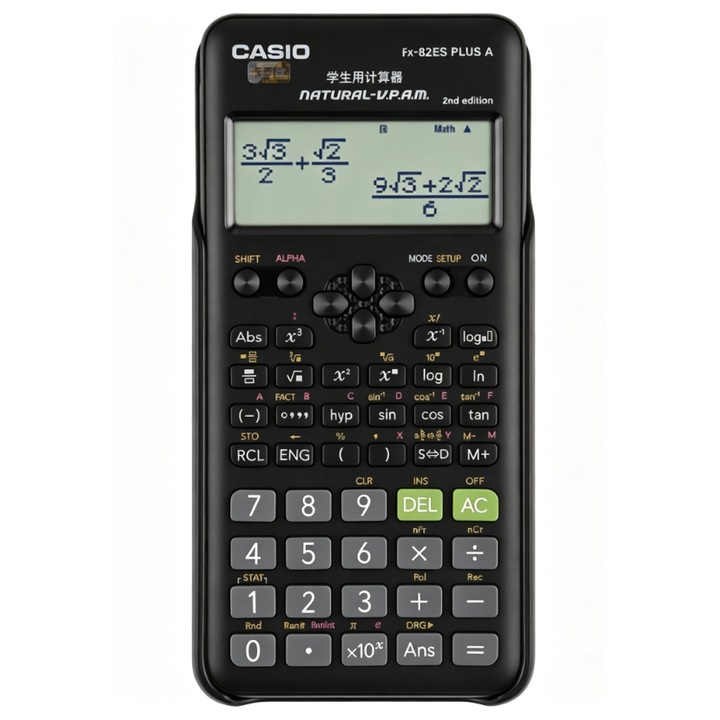 Научен калкулатор Casio FX-82ES Plus A Natural-V.P.A.M., двуредов дисплей, черен